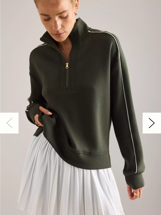 Varley Tops - Varley Kirsi Half Zip Pullover Olive Green Scuba Sweatshirt - Size Small